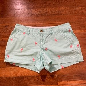 Old Navy-Mint Green Shorts with Pink Flamingos